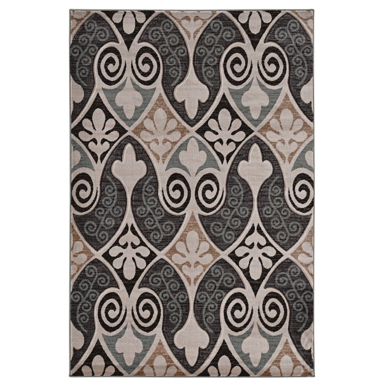 Milan Bilson Black Rug 8X10.3 Transitional Design Heat Set Polypropylene